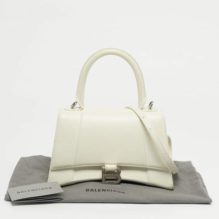 Pre Owned Balenciaga White Leather Small Hourglass Top Handle Bag