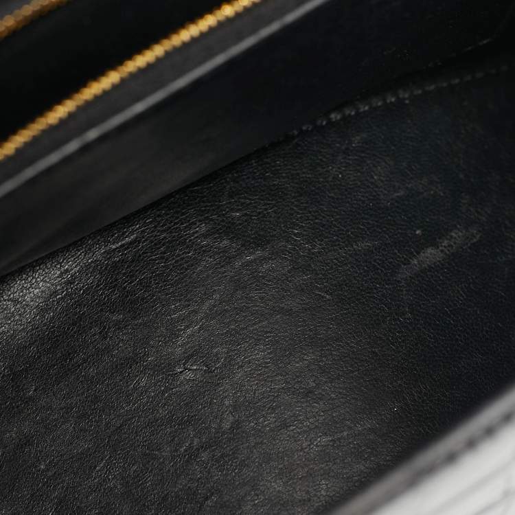 Pre Owned Balenciaga Black Croc Embossed Leather Small Hourglass Top Handle Bag