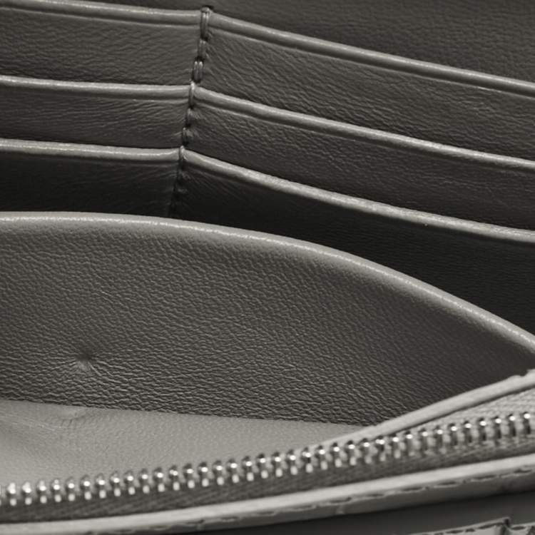 Pre Owned Balenciaga Grey Croc Embossed Leather Hourglass Wallet on Chain