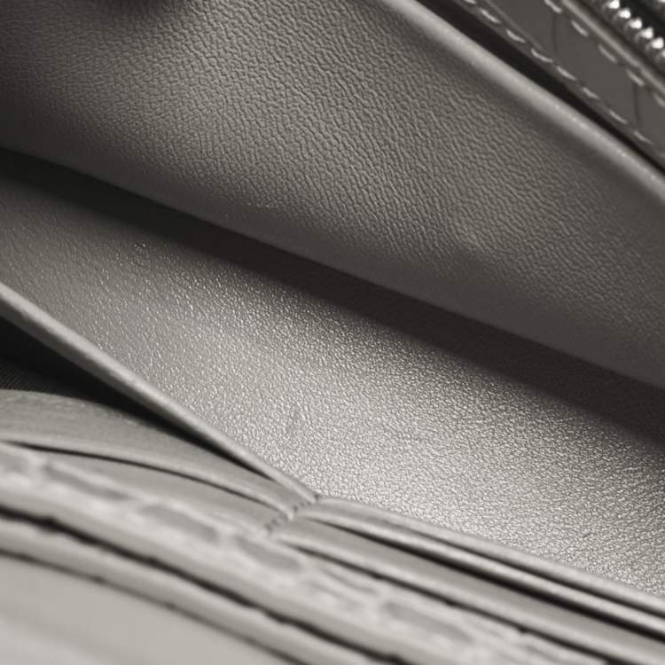 Pre Owned Balenciaga Grey Croc Embossed Leather Hourglass Wallet on Chain