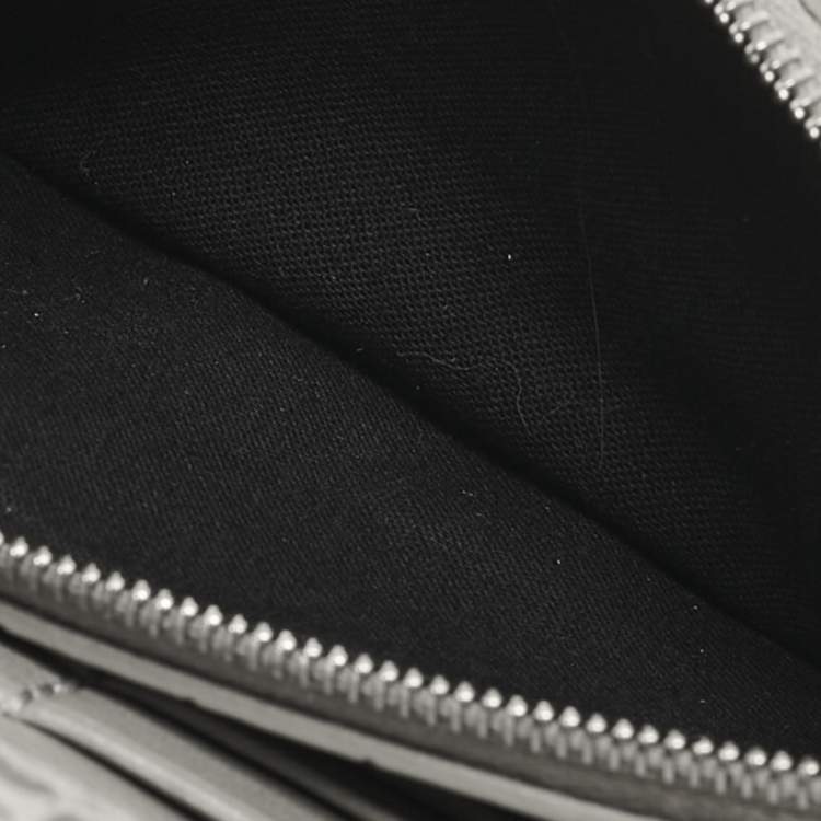 Pre Owned Balenciaga Grey Croc Embossed Leather Hourglass Wallet on Chain