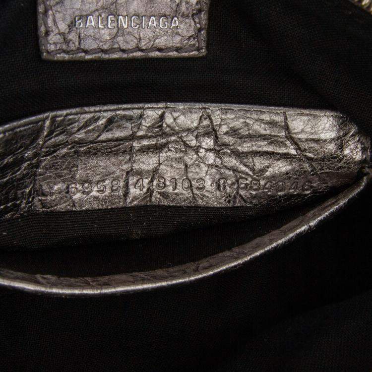 Pre Owned Balenciaga Silver Mini Metallic Le Cagole