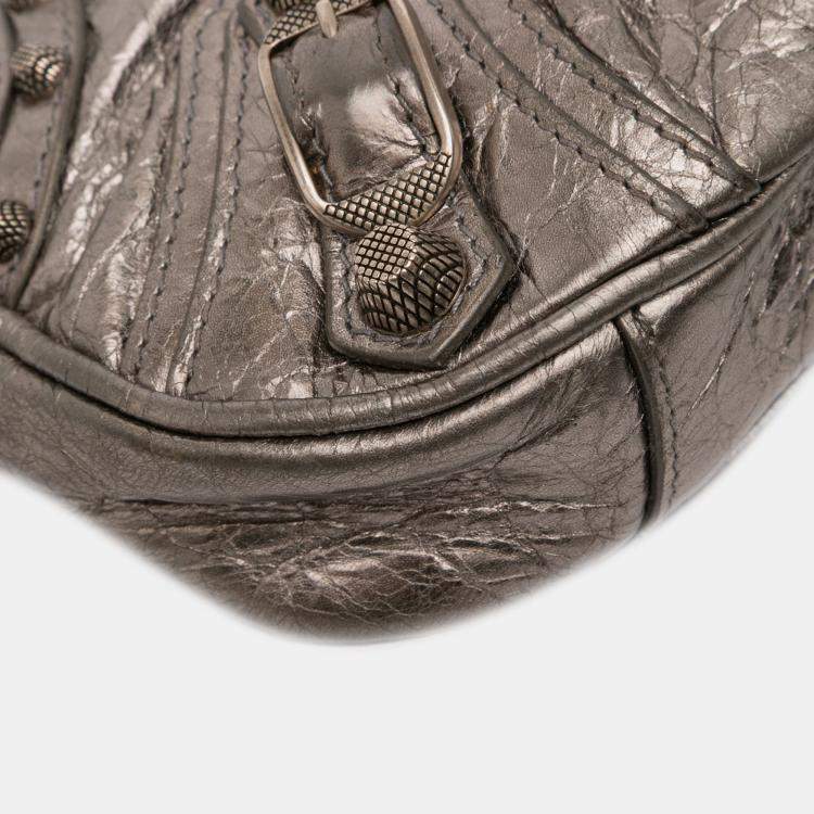Pre Owned Balenciaga Silver Mini Metallic Le Cagole