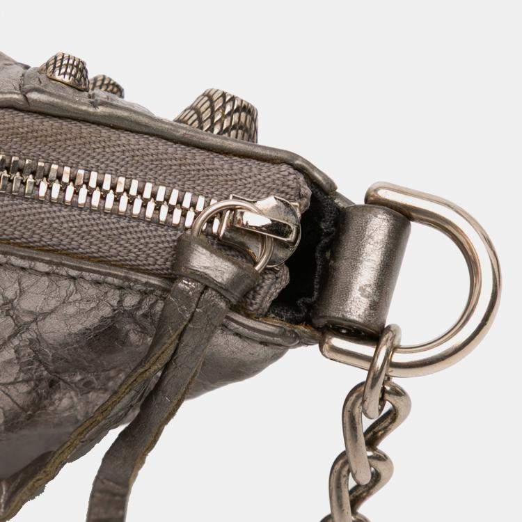 Pre Owned Balenciaga Silver Mini Metallic Le Cagole
