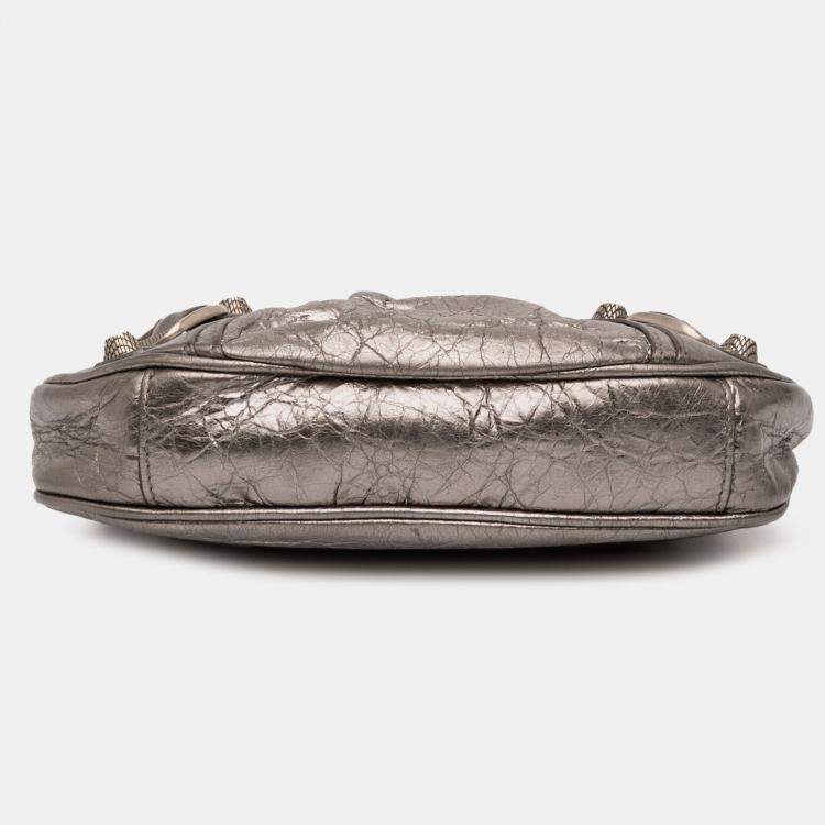 Pre Owned Balenciaga Silver Mini Metallic Le Cagole