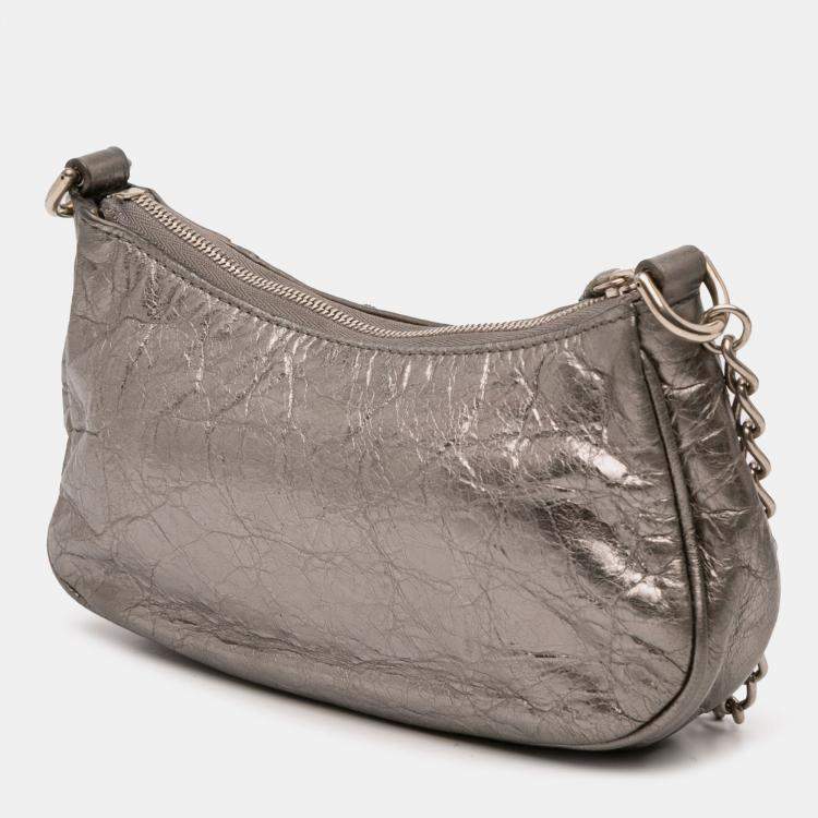 Pre Owned Balenciaga Silver Mini Metallic Le Cagole