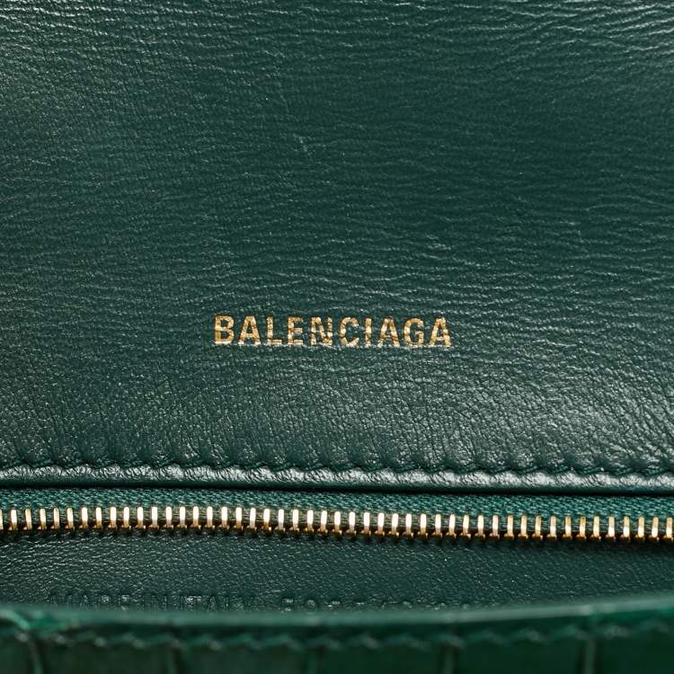 Pre Owned حقيبة بالنسياغا أورغلاس جلد تمساح أسود صغير بيد علوية