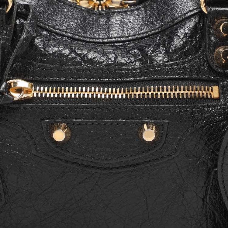 Pre Owned Balenciaga Black Leather Mini Metallic Edge Classic City Bag