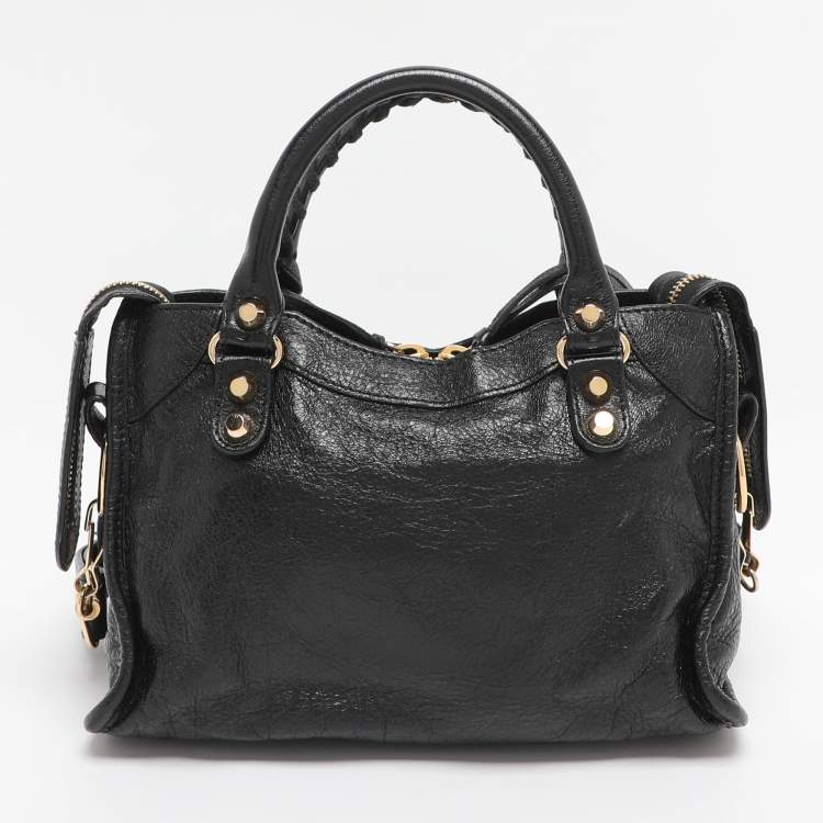 Pre Owned Balenciaga Black Leather Mini Metallic Edge Classic City Bag