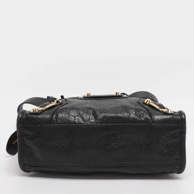 Pre Owned Balenciaga Black Leather Mini Metallic Edge Classic City Bag