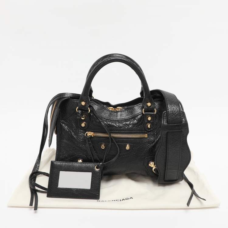 Pre Owned Balenciaga Black Leather Mini Metallic Edge Classic City Bag