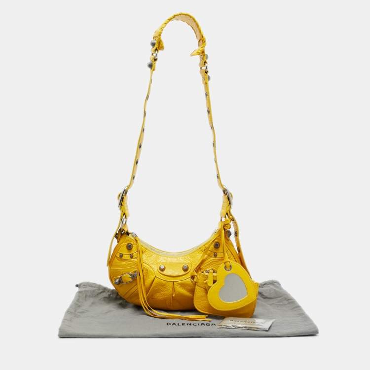 Pre Owned Balenciaga Yellow Leather XS Le Cagole Shoulder Bag