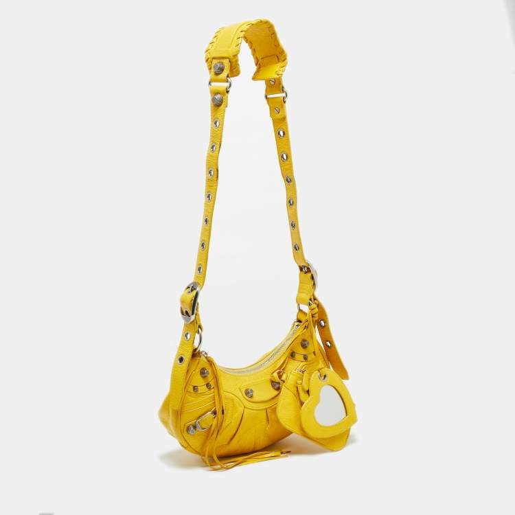 Pre Owned Balenciaga Yellow Leather XS Le Cagole Shoulder Bag