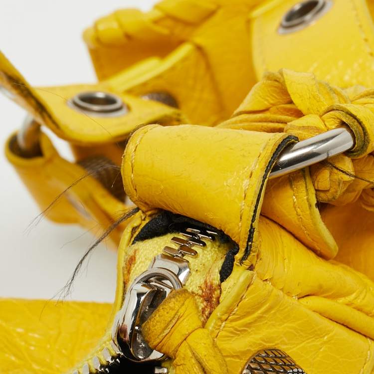 Pre Owned Balenciaga Yellow Leather XS Le Cagole Shoulder Bag