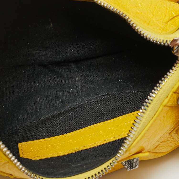 Pre Owned Balenciaga Yellow Leather XS Le Cagole Shoulder Bag