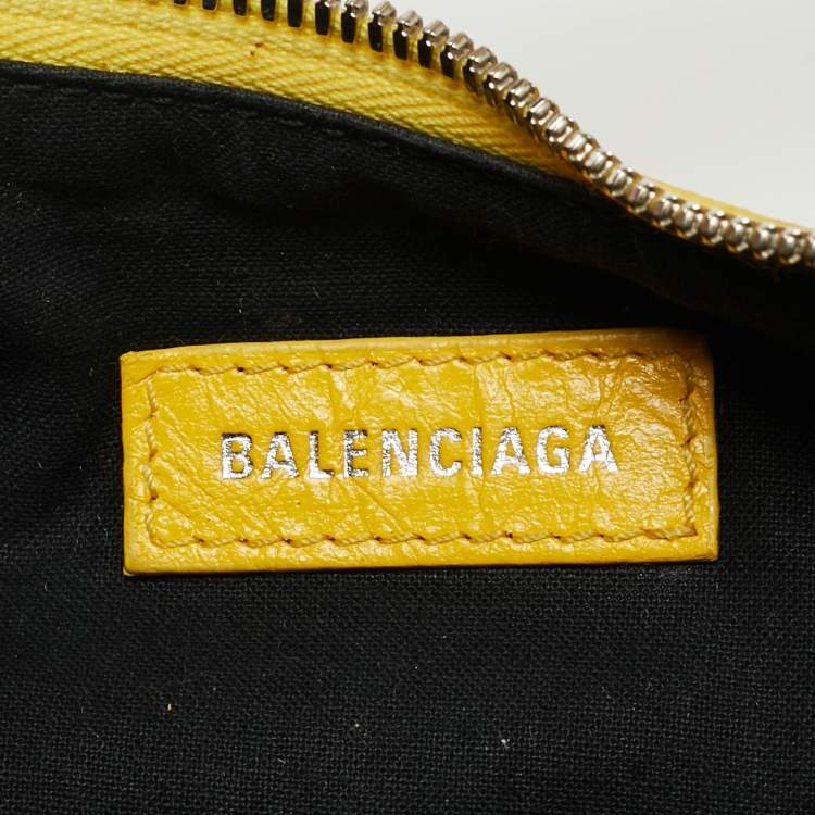 Pre Owned Balenciaga Yellow Leather XS Le Cagole Shoulder Bag