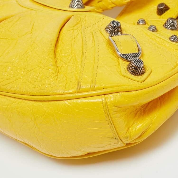 Pre Owned Balenciaga Yellow Leather XS Le Cagole Shoulder Bag