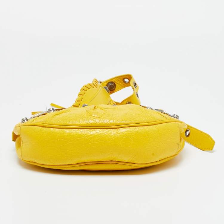 Pre Owned Balenciaga Yellow Leather XS Le Cagole Shoulder Bag