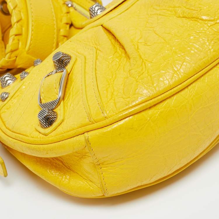 Pre Owned Balenciaga Yellow Leather XS Le Cagole Shoulder Bag