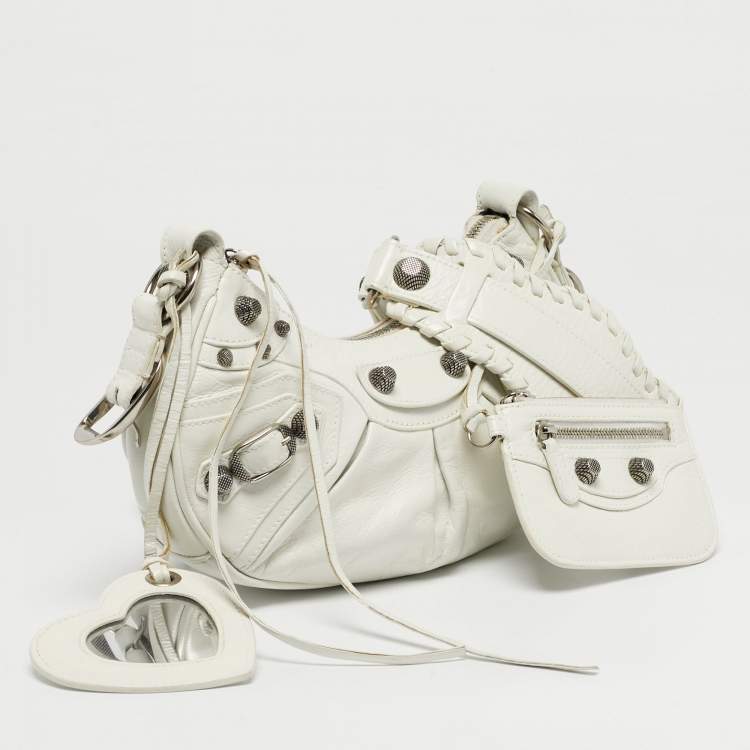 مملوكة مسبقًا Balenciaga White Leather XS Le Cagole Shoulder Bag