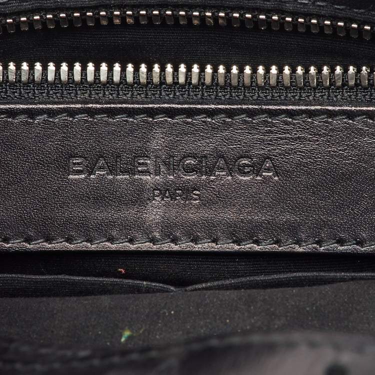 Pre Owned Balenciaga Black/Peach Leather and Python Padlock Mini All Afternoon Tote