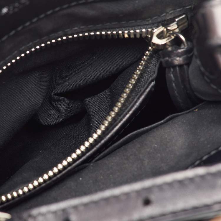 Pre Owned Balenciaga Black/Peach Leather and Python Padlock Mini All Afternoon Tote