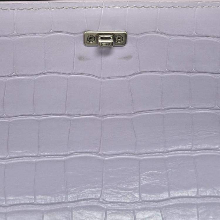 Pre Owned Croco Embossed Small Gossip Shoulder Bag