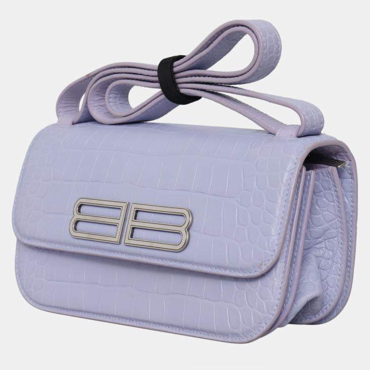 Pre Owned Croco Embossed Small Gossip Shoulder Bag