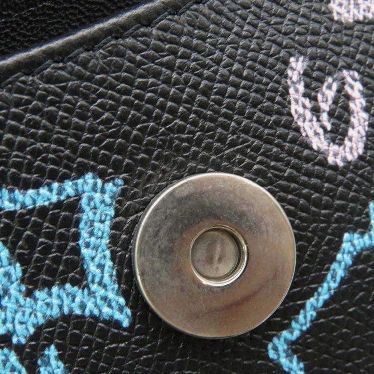 Pre Owned Balenciaga Graffiti Chain shoulder Black/Blue Leather