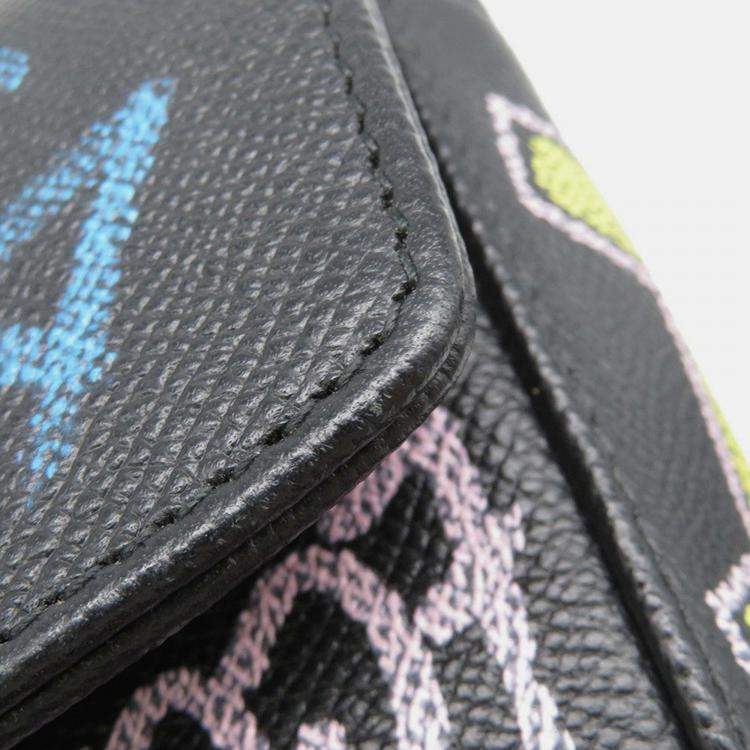 Pre Owned Balenciaga Graffiti Chain shoulder Black/Blue Leather