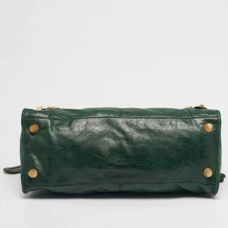 Pre Owned Balenciaga Green Leather GGH Part Time Bag