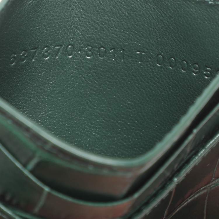 Pre Owned حافظة بطاقات بالنسياجا جلد أخضر بنقشة جلد التمساح هورجلاس