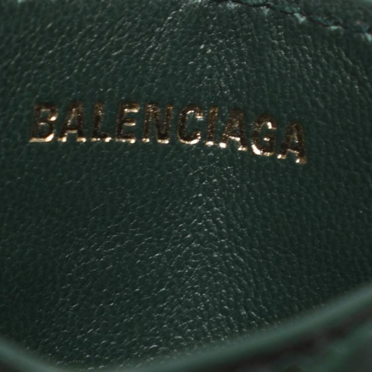 Pre Owned حافظة بطاقات بالنسياجا جلد أخضر بنقشة جلد التمساح هورجلاس