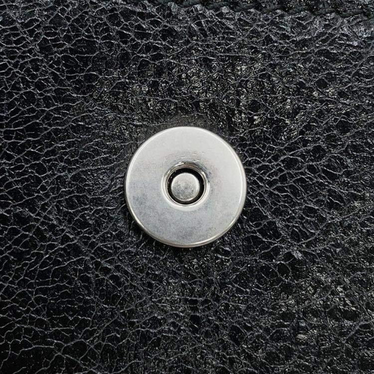 Pre Owned Balenciaga Logo Superbusy Shoulder Bag Black Leather