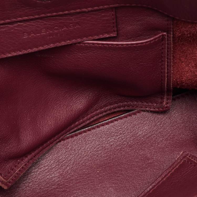 Pre Owned Balenciaga Pourpre Veau Leather Papier A6 Side Zip Tote