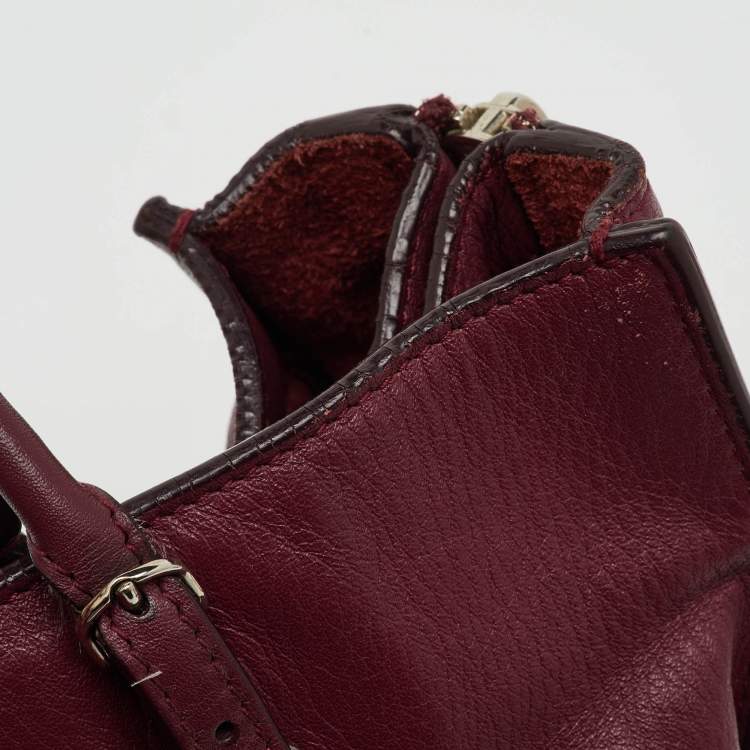 Pre Owned Balenciaga Pourpre Veau Leather Papier A6 Side Zip Tote