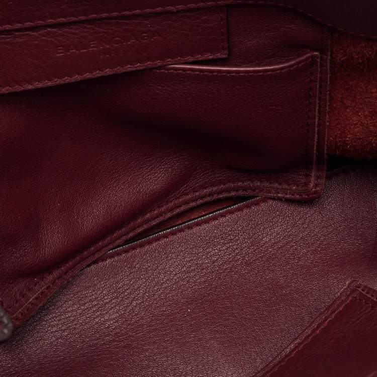 Pre Owned Balenciaga Pourpre Veau Leather Papier A6 Side Zip Tote