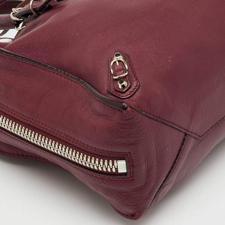 Pre Owned Balenciaga Pourpre Veau Leather Papier A6 Side Zip Tote