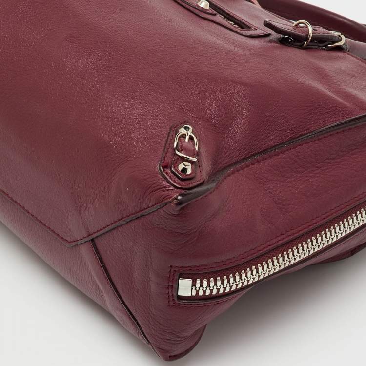 Pre Owned Balenciaga Pourpre Veau Leather Papier A6 Side Zip Tote