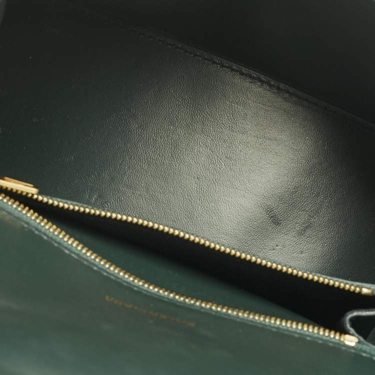 Pre Owned Balenciaga Green Croc Embossed Leather Small Hourglass Top Handle Bag