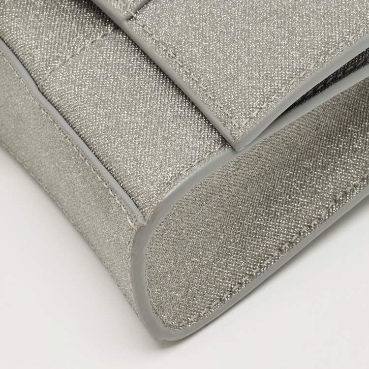 Pre Owned Balenciaga Grey Glitter Leather Hourglass Wallet on Chain