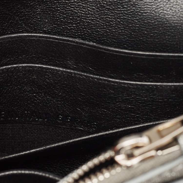 Pre Owned Balenciaga Grey Glitter Leather Hourglass Wallet on Chain