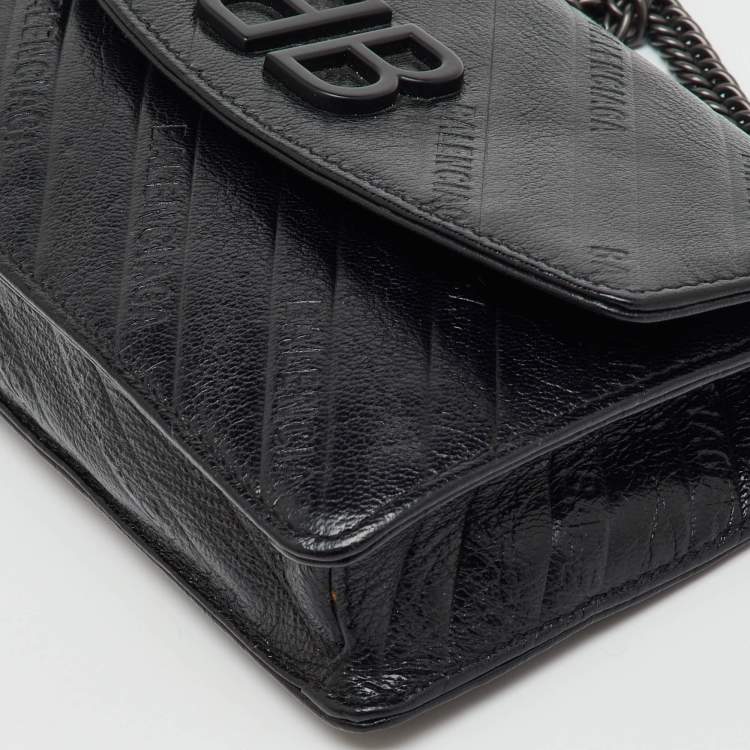 Pre Owned Balenciaga Black Leather BB Wallet on Chain