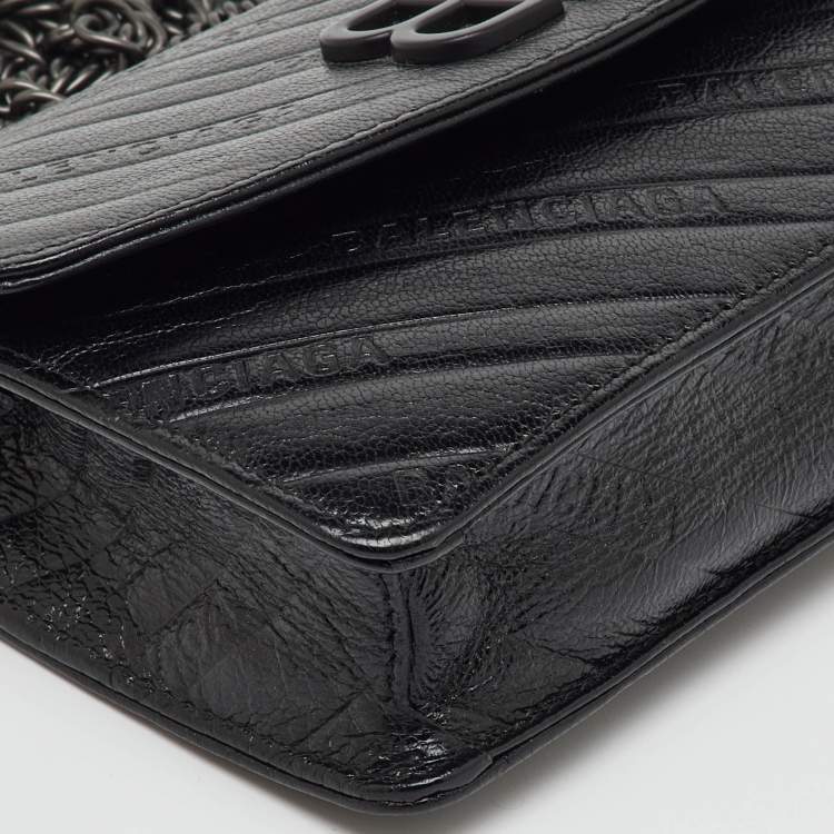 Pre Owned Balenciaga Black Leather BB Wallet on Chain