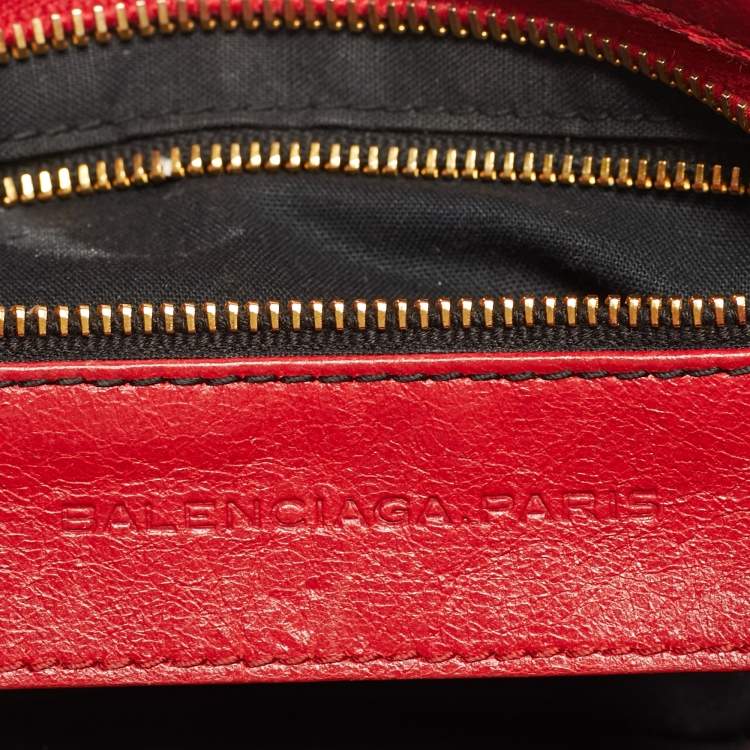 Pre Owned Balenciaga Red Leather Mini Classic City Bag