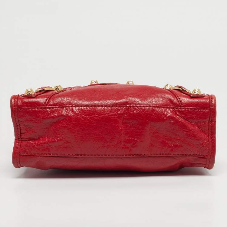 Pre Owned Balenciaga Red Leather Mini Classic City Bag