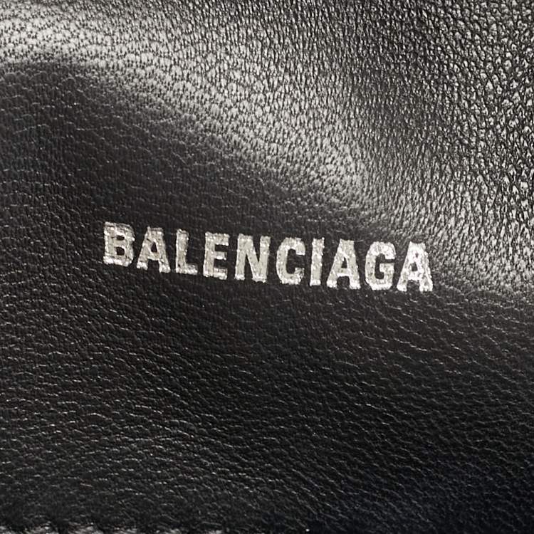 Pre Owned Balenciaga Black Croc Embossed Leather Hourglass Shoulder Bag