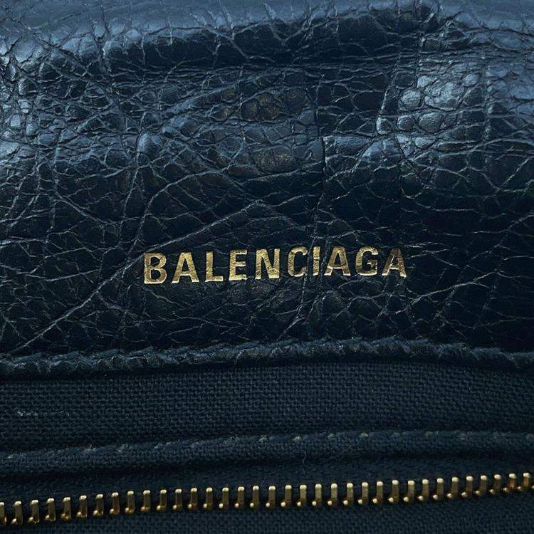 Pre Owned Balenciaga Monaco Chain shoulder Black Leather