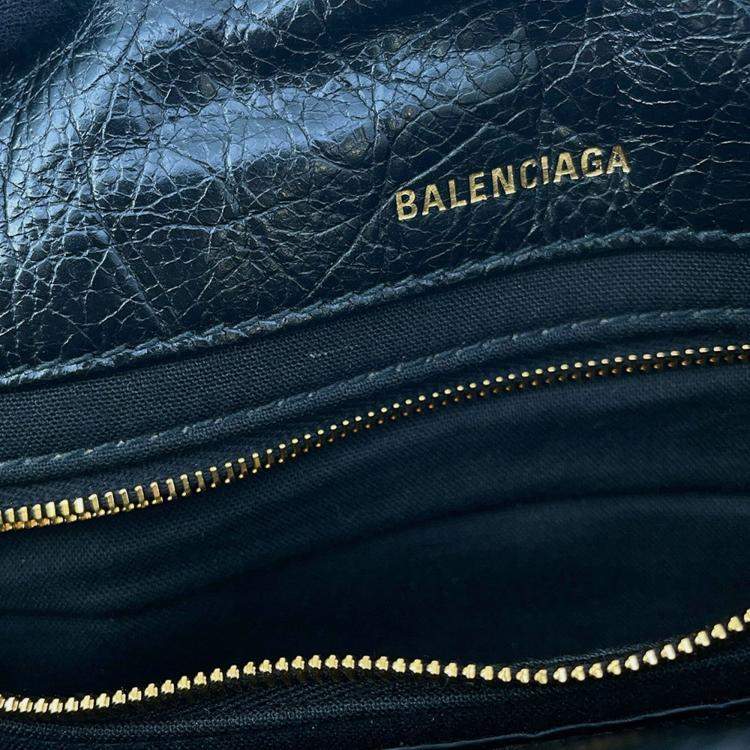 Pre Owned Balenciaga Monaco Chain shoulder Black Leather