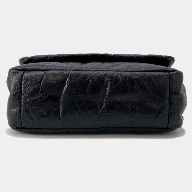 Pre Owned Balenciaga Monaco Chain shoulder Black Leather